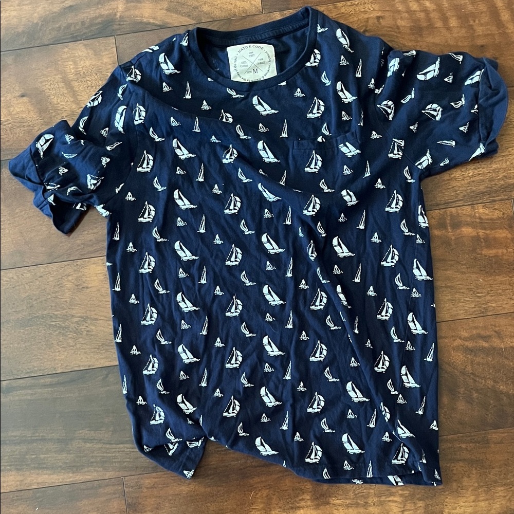 Native Dark Blue Sailboat Kids Tee